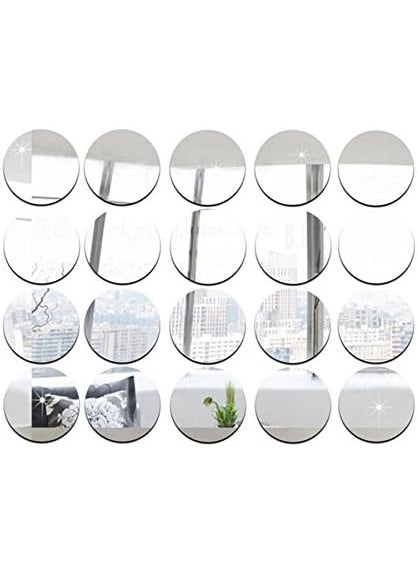 MEYA 5cm Diameter Round Mirror Sticker DIY Accessory Decorative Mirror Pieces Acrylic Mirror Sticker50pcslot Silver  - Image 1