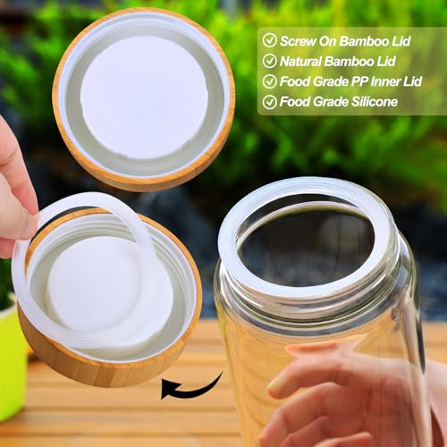 AISIPRIN Glass Jars with Airtight Lid,Glass Jar with Bamboo Lid,Glass Canisters with Airtight Lids, 3 Pack 80oz Glass Cereal Containers Storage,Glass Cookie Jars,Pasta Containers,Screw On Kitchen Jars - Image 3