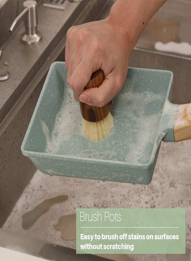 HTB Teak Dish Scrub Brush 2PCS by HTB, Good Grip Small Wooden Dish Brush with Teak Handle & Sisal Bristles for Kitchen, Wood Cleaning Scrubbers Set for Washing Pan/Pot/Vegetable/Fruit - Image 5