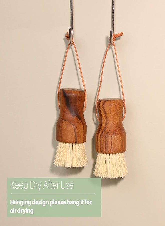 HTB Teak Dish Scrub Brush 2PCS by HTB, Good Grip Small Wooden Dish Brush with Teak Handle & Sisal Bristles for Kitchen, Wood Cleaning Scrubbers Set for Washing Pan/Pot/Vegetable/Fruit - Image 4