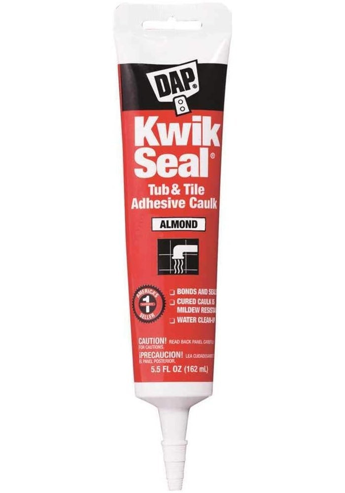 DAP Kwik-Seal Tub & Tile Adhesive Caulk, 5.5-Ounce, Almond - Image 1