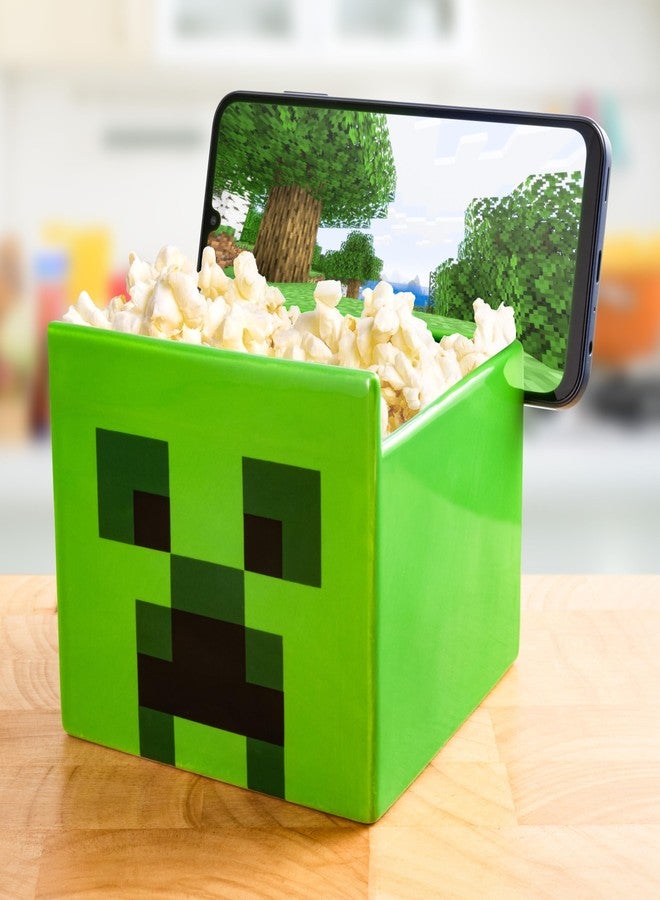Paladone Minecraft Creeper Ceramic Streaming Snack Bowl with Phone Holder, Officially Licensed Kitchenware Gaming Gifts for Boys, Girls, Kids and Adults, Green - Image 4