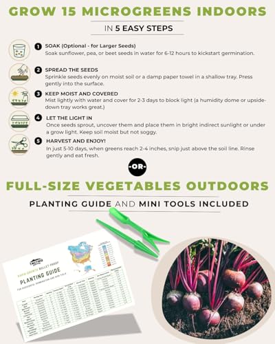 Tactiko Survival 15 Tactiko Rapid Growth Microgreens & Vegetable Seed Kit – Heirloom Non-GMO Grown in USA – for Everyday or Survival Use – Sprout Indoors or Grow Full-Size Veggies in Soil, Containers, or Hydroponics - Image 2