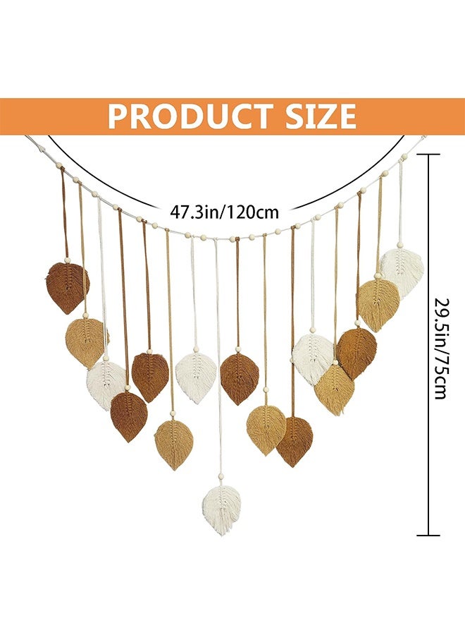 جيفت ديكور جميل للغرفة، أوراق معلقة على الحائط، نسيج فني جداري حديث من المكرامية، ديكور منزلي، جدار من ريش المكرامية معلق على الحائط، هدية للأم - Image 2