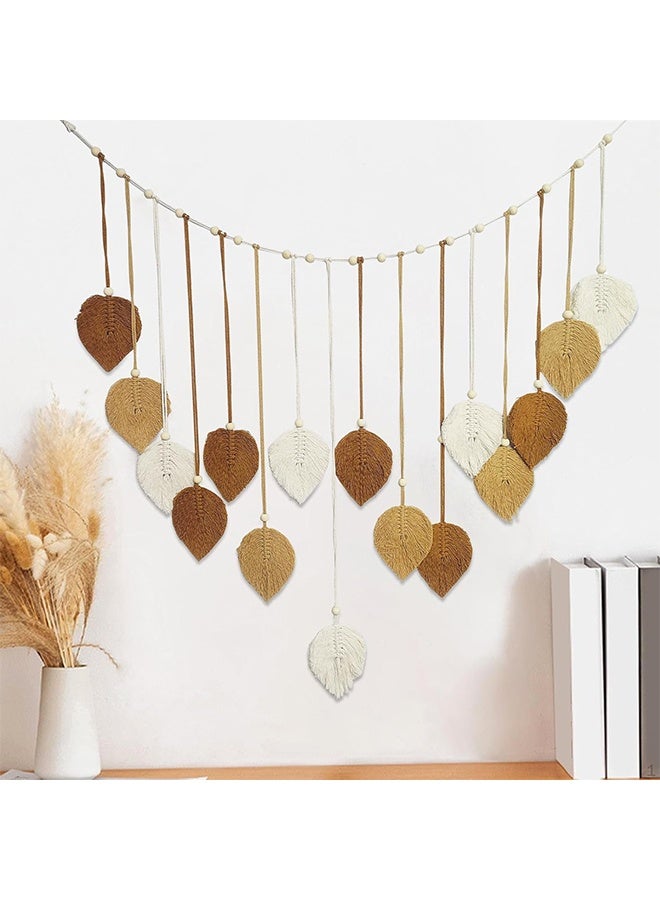 جيفت ديكور جميل للغرفة، أوراق معلقة على الحائط، نسيج فني جداري حديث من المكرامية، ديكور منزلي، جدار من ريش المكرامية معلق على الحائط، هدية للأم - Image 1