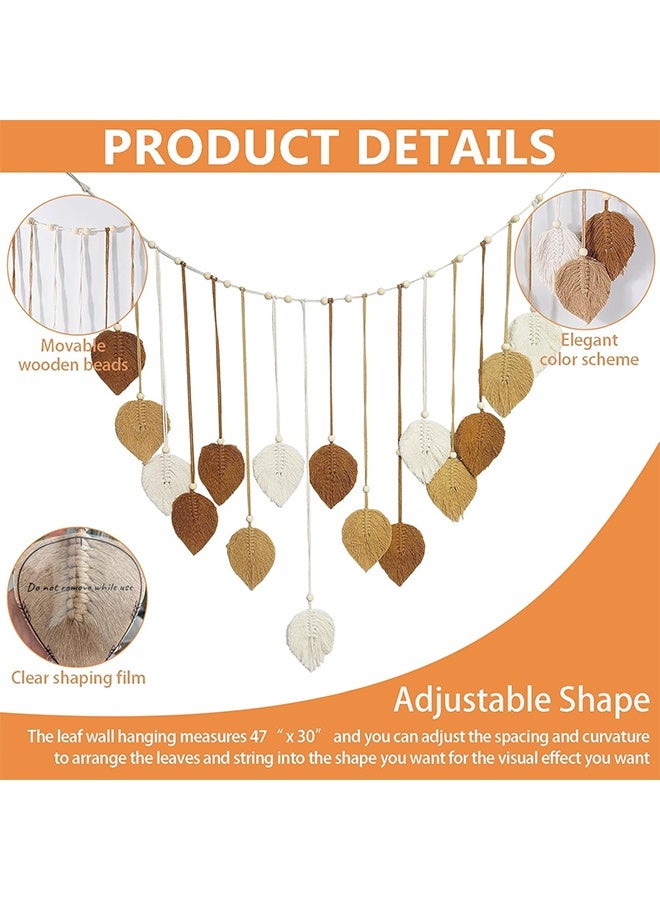 جيفت ديكور جميل للغرفة، أوراق معلقة على الحائط، نسيج فني جداري حديث من المكرامية، ديكور منزلي، جدار من ريش المكرامية معلق على الحائط، هدية للأم - Image 3