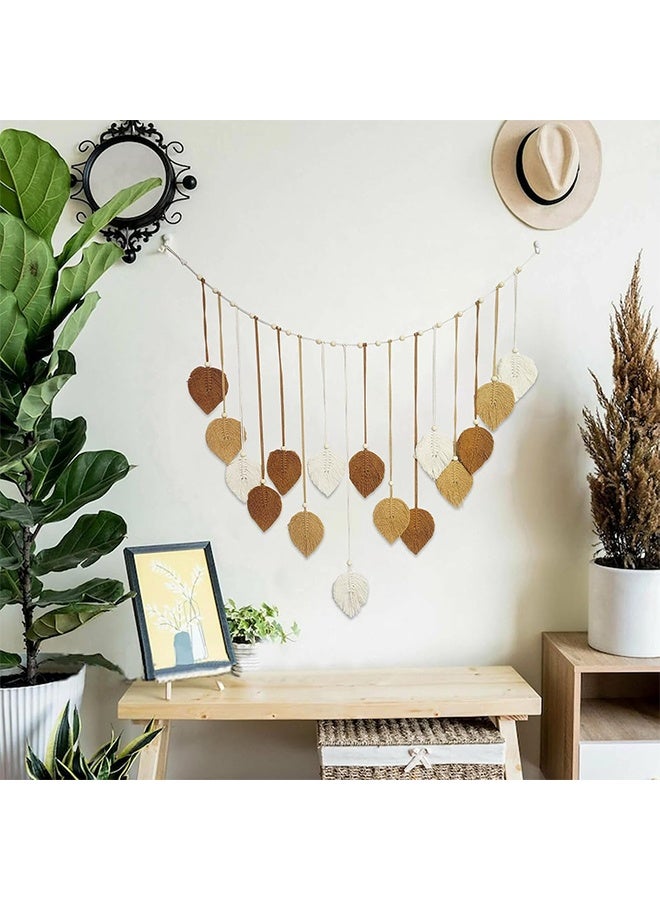 جيفت ديكور جميل للغرفة، أوراق معلقة على الحائط، نسيج فني جداري حديث من المكرامية، ديكور منزلي، جدار من ريش المكرامية معلق على الحائط، هدية للأم - Image 5