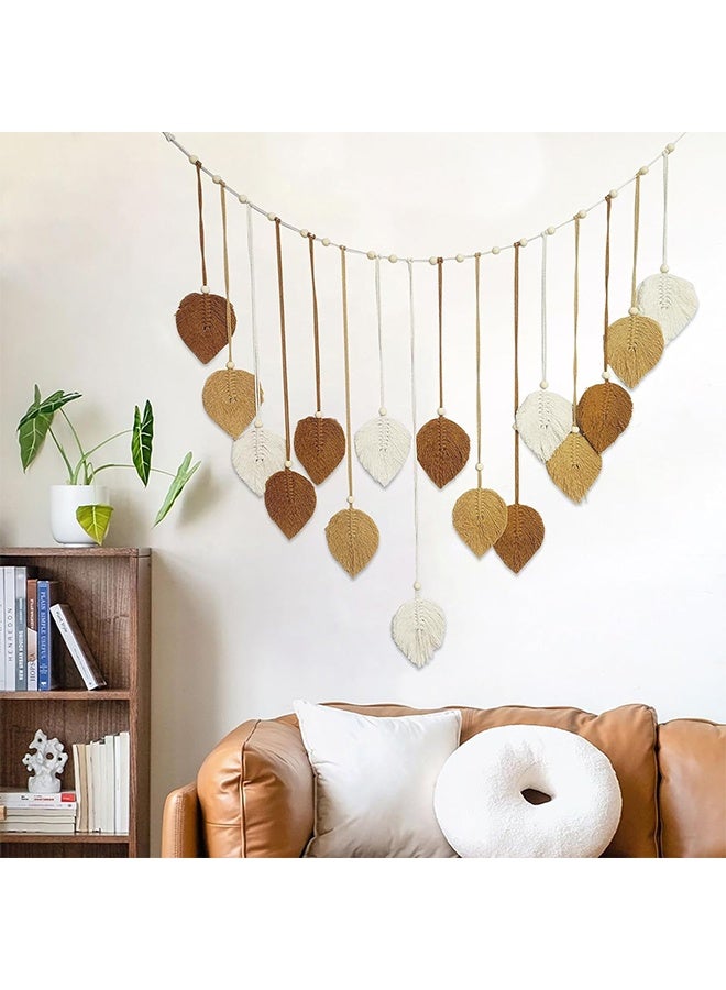 جيفت ديكور جميل للغرفة، أوراق معلقة على الحائط، نسيج فني جداري حديث من المكرامية، ديكور منزلي، جدار من ريش المكرامية معلق على الحائط، هدية للأم - Image 4