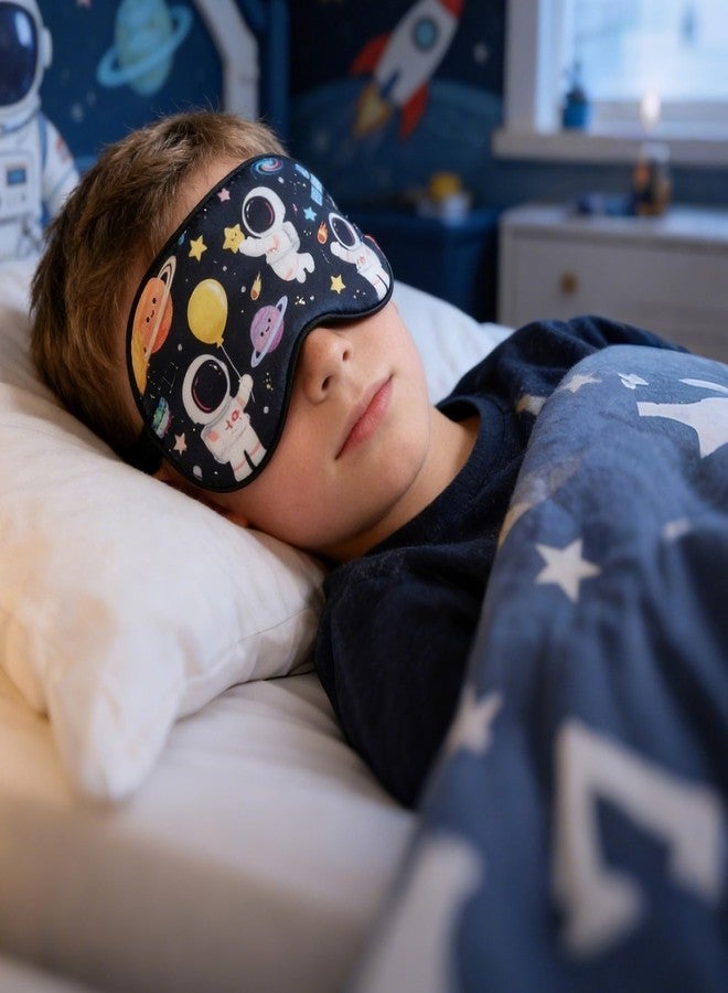 FRESHME Space Astronaut Sleeping Eye Mask - Cool Galaxy Eyes Mask with Adjustable Strap, Soft Lightweight Cartoon Cute Silk Eye Cover for Night Sleep Travel Airplane Home Sleepover Party Gift Supplies - Image 2