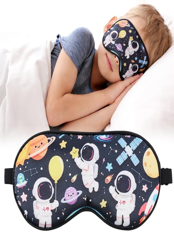 FRESHME Space Astronaut Sleeping Eye Mask - Cool Galaxy Eyes Mask with Adjustable Strap, Soft Lightweight Cartoon Cute Silk Eye Cover for Night Sleep Travel Airplane Home Sleepover Party Gift Supplies - Image 1