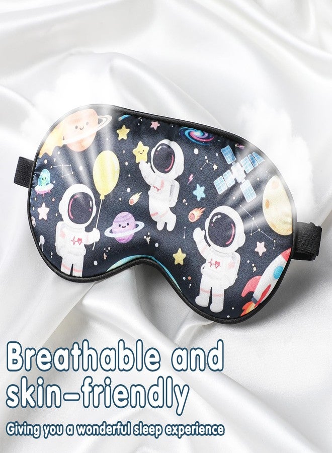 FRESHME Space Astronaut Sleeping Eye Mask - Cool Galaxy Eyes Mask with Adjustable Strap, Soft Lightweight Cartoon Cute Silk Eye Cover for Night Sleep Travel Airplane Home Sleepover Party Gift Supplies - Image 5