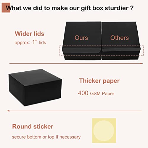 Mcfleet Black Gift Boxes with Lids 8x8x4 Inches 10 Pack Groomsmen Proposal Cardboard Craft Small Gift Box for Christmas, Wedding, Graduation, Holiday, Birthday Presents Packaging - Image 3