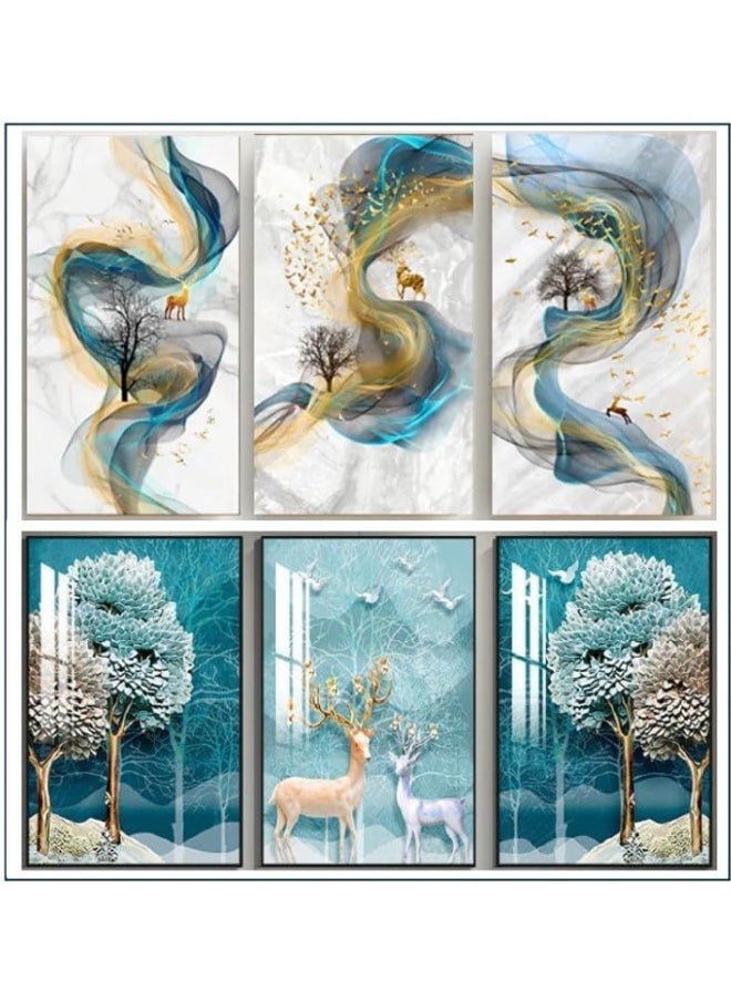 Bliss Vie - BLISS VIE Abstract Modern Retro Trend Decor Luxury Style Crystal Porcelain Wall Painting Wall Art for Bedroom Living Room Aluminium Alloy Frame (Custom (your design), 40x60 cm x 3) - Image 1
