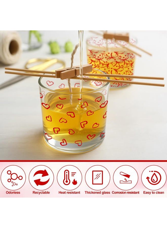 Ziliny 10 Pcs Love Valentine Glass Candle Jars Empty Containers Bulk 7 oz Glass Jars with Cork Lids Tins for Valentine Holiday Candle Making Storing Biscuits Tea Party Favors - Image 3