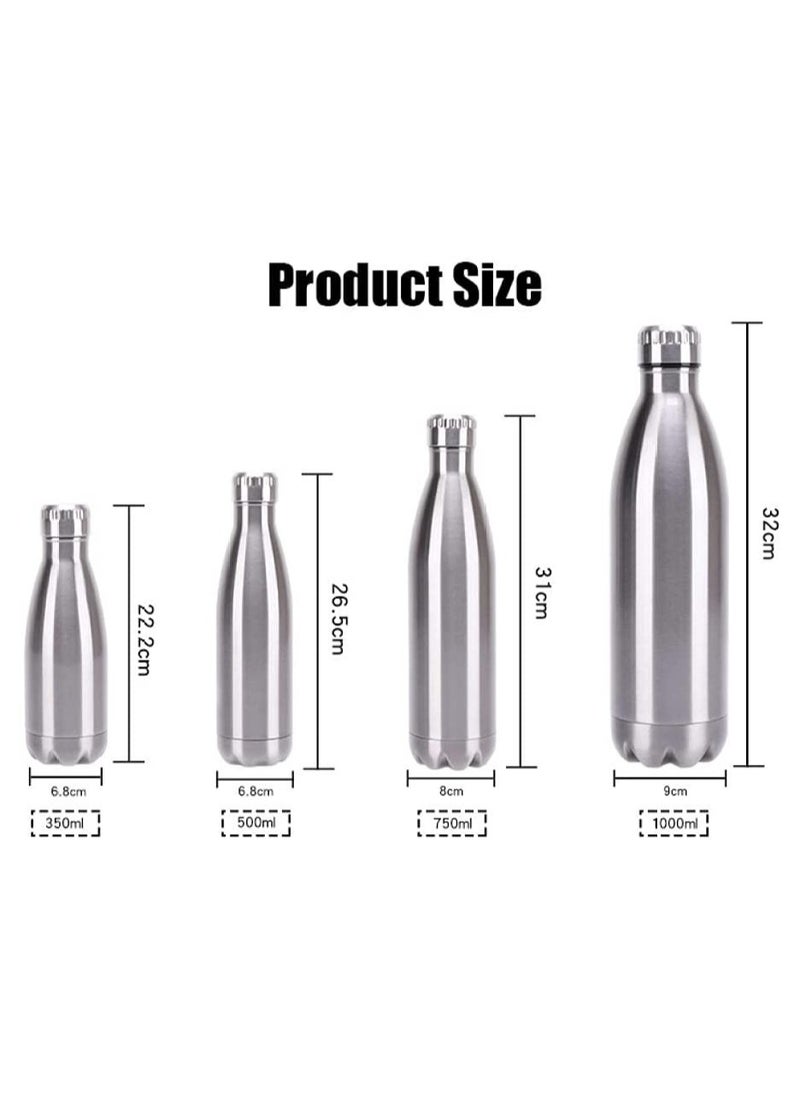 Generic - Stainless Steel Water Bottles Easy to Clean Cola Shape Thermal Flask Rustproof for School Outdoor Sports for Camping Hiking Travel-750ML - Image 1