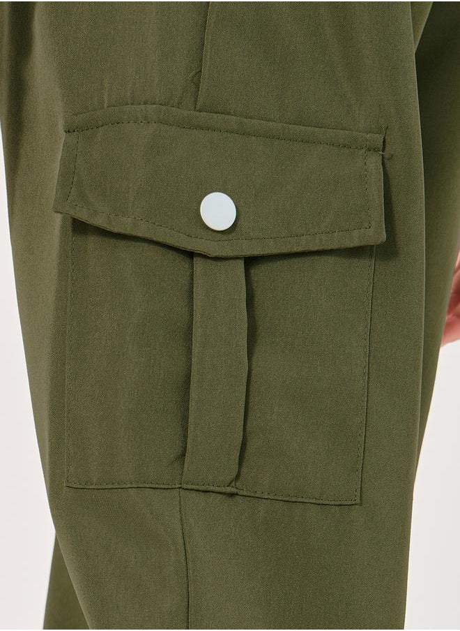 Styli - Solid Cargo Pocket Pants with Chain Detail - Image 1