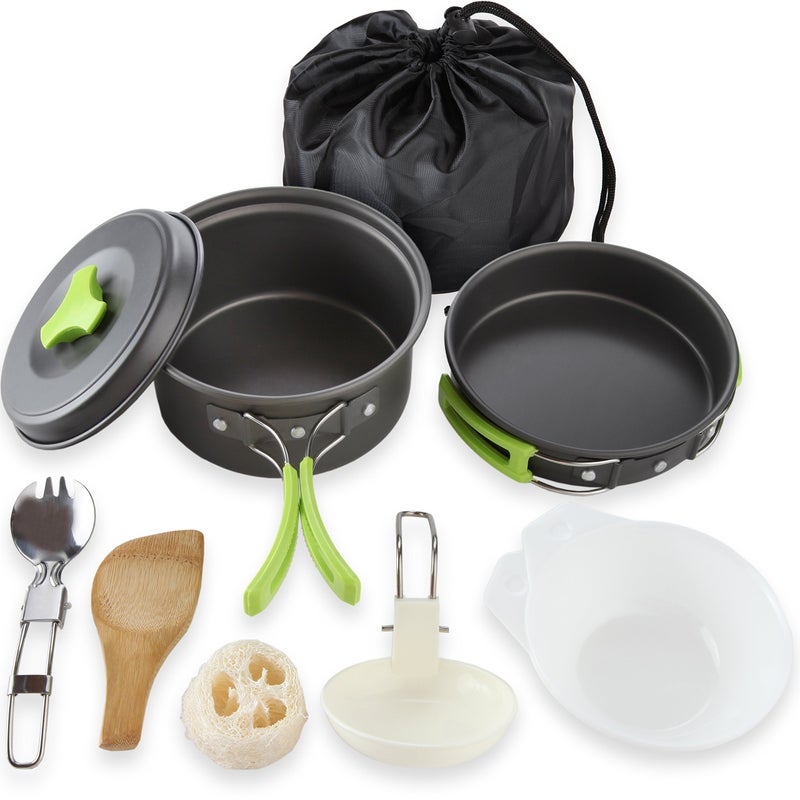 MalloMe Camping Cookware Mess Kit for Backpacking Gear â€“ Camping Cooking Set - Backpack Camping Pot and Pans Set - Portable Camping Stove and Backpacking Stove Compatible - Camp Accessories Equipment - Image 3