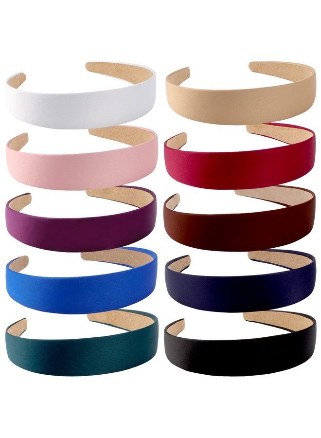 Wecoe 10 Pack Satin Headbands 1.3 Inch Wide Headband Girls Red White Black Headband Women Non Slip Fashion Hair Bands Diy Mothers Day Hair Accessories Women Girls Diademas Coreanas Para Mujer - Image 2