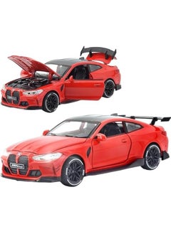Toy Cars Compatible for BMW M4（M Performance Parts ） 1/32 Metal Model Car Pull Back Car Toys with Light and Sound Toys Car Collectible Model for Children Age 3 + Year Old (Red)