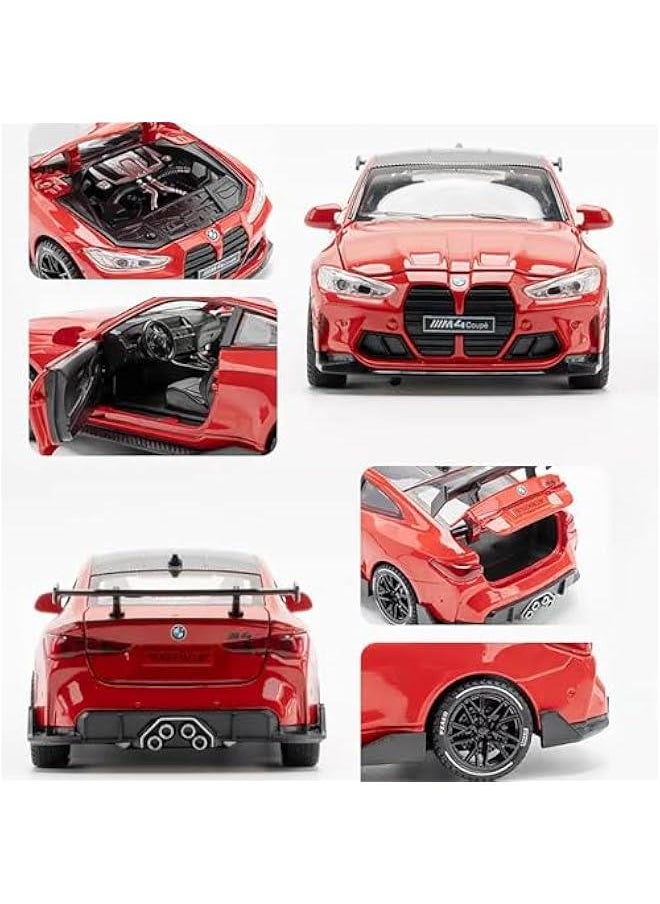 Generic - Toy Cars Compatible for BMW M4（M Performance Parts ） 1/32 Metal Model Car Pull Back Car Toys with Light and Sound Toys Car Collectible Model for Children Age 3 + Year Old (Red) - Image 1