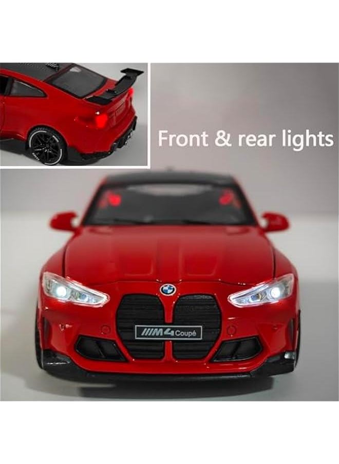Generic - Toy Cars Compatible for BMW M4（M Performance Parts ） 1/32 Metal Model Car Pull Back Car Toys with Light and Sound Toys Car Collectible Model for Children Age 3 + Year Old (Red) - Image 1