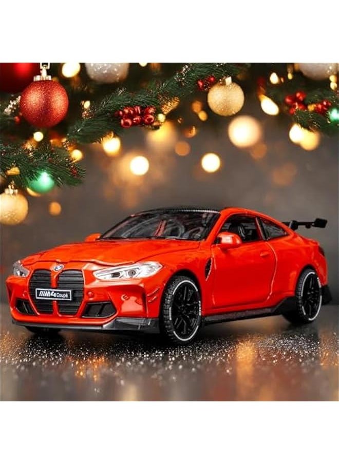 Generic - Toy Cars Compatible for BMW M4（M Performance Parts ） 1/32 Metal Model Car Pull Back Car Toys with Light and Sound Toys Car Collectible Model for Children Age 3 + Year Old (Red) - Image 1