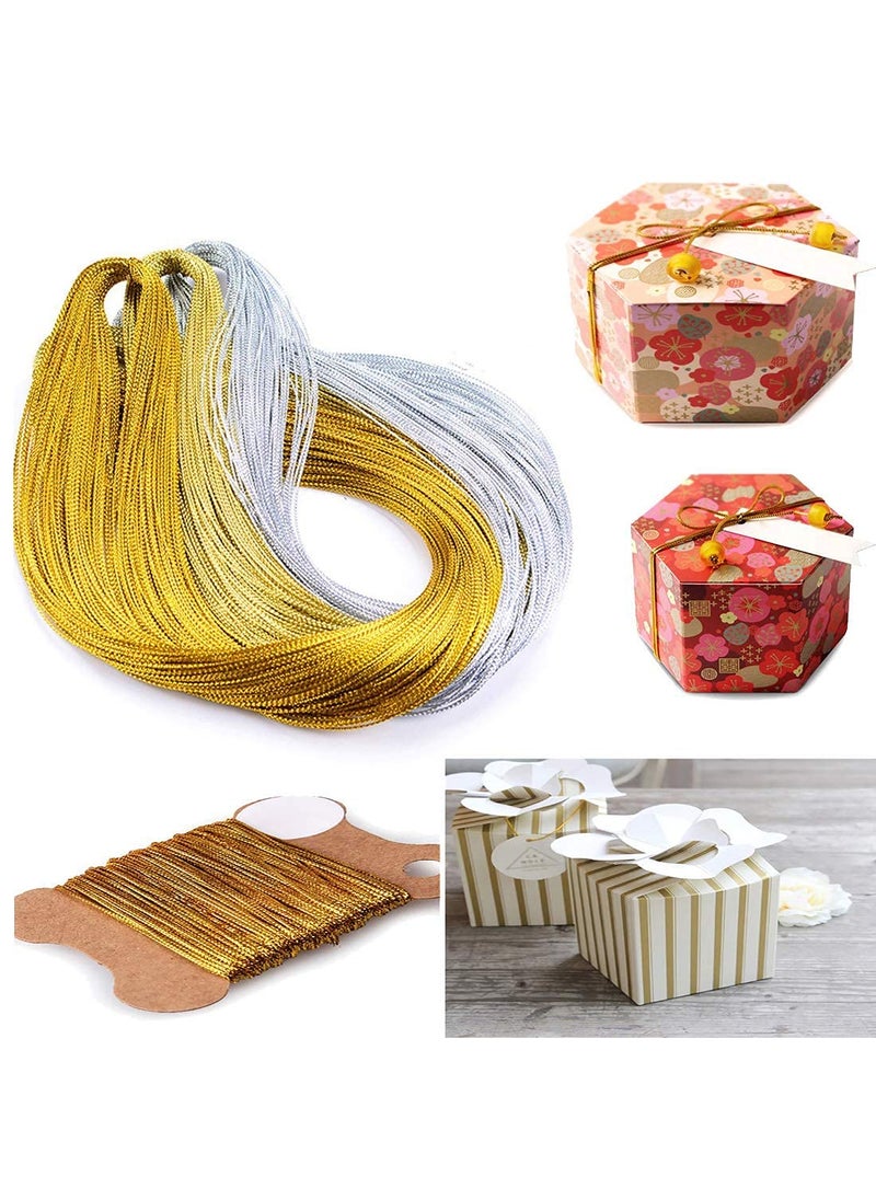 DIY Crafts Diy Crafts 14971 Ribbon Christmas Gift Packing Cords Decoration Rope Diy Handmade Craft String Party Supply, Pack of 150 Mtr, Gold, Corner Beeds (Silver)  - Image 1