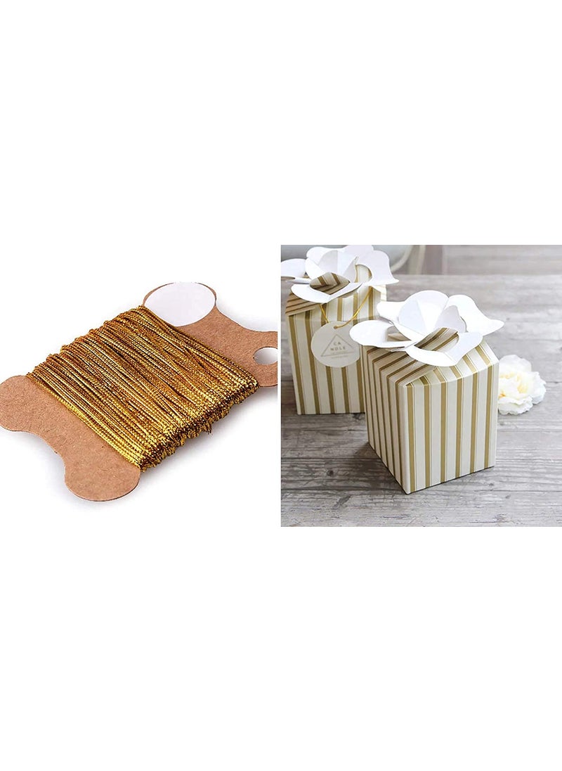 DIY Crafts Diy Crafts 14971 Ribbon Christmas Gift Packing Cords Decoration Rope Diy Handmade Craft String Party Supply, Pack of 150 Mtr, Gold, Corner Beeds (Silver)  - Image 2