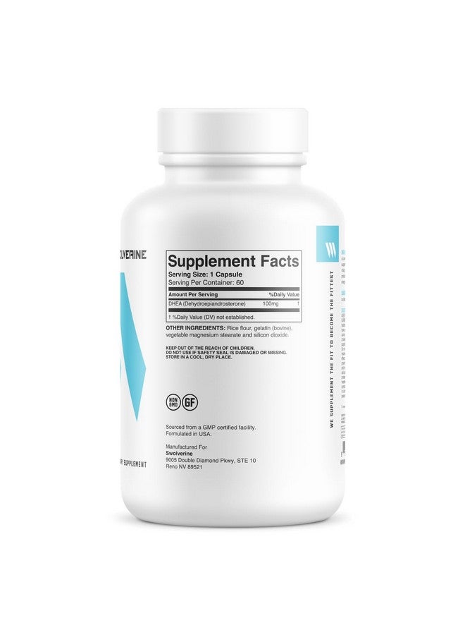 Swolverine سولفورين دي إتش إي إيه | 100 ملغ كبسولات نباتية، غير معدلة وراثيًا، خالية من الغلوتين (60 حصة) - Image 2