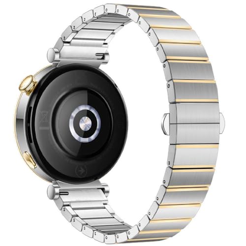 DEALELE Bands Compatible with Huawei Watch GT5 Pro 42mm / GT5 41mm / GT4 41mm / Fossil Q Venture Gen 4 / Women's Gen 5E 42mm / Women's Gen 6, 18mm Stainless Steel Metal Strap for Women, Silver-gold - Image 2