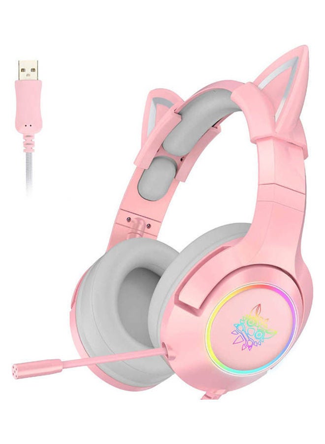 NIBEMINENT Gaming Headset With 7.1 Virtual Surround Sound And Removable Cat Ear, Noise Canceling Retractable Microphone, Usb Plug  - Image 1