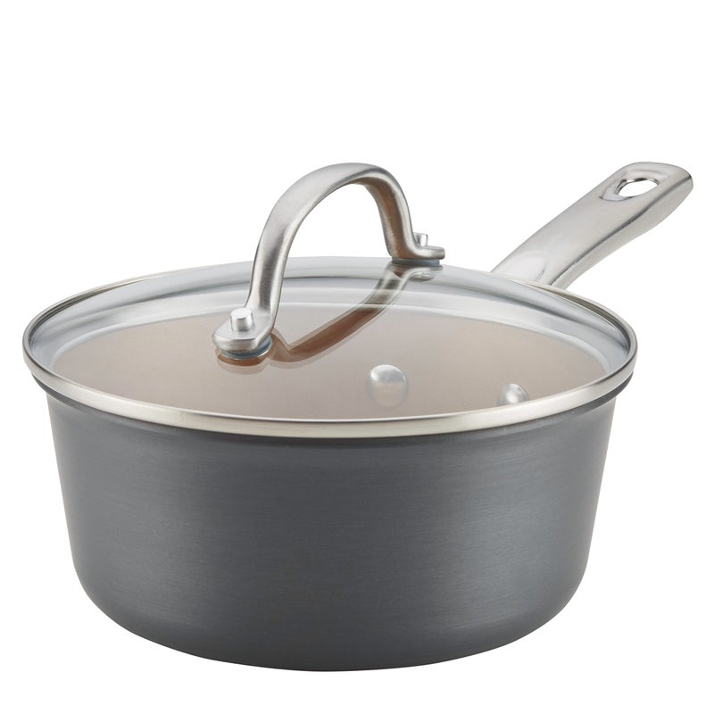 Ayesha Ayesha Curry Home Collection Hard Anodized Nonstick Sauce PanSaucepan with Lid 2 Quart Gray