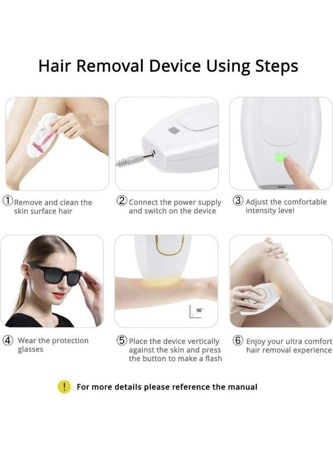 Rock Pow Painless Permanent Laser Hair Removal Device With 1 Razor  IPL System 500000 Light Pulse Whole Body  Unisex Epilator White - Image 4