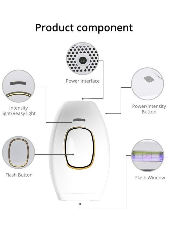 Rock Pow Painless Permanent Laser Hair Removal Device With 1 Razor  IPL System 500000 Light Pulse Whole Body  Unisex Epilator White - Image 5