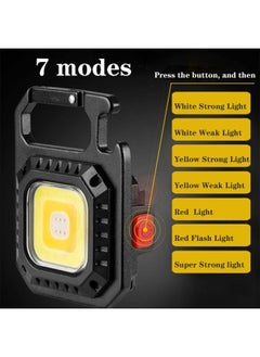 SHOPI LED COB Flashlight Keychain Light with Stand,500 Lumen Rechargeable Keychain Flashlights, 4 Light Modes Portable Pocket Light with Folding Bracket Bottle Opener for Camping Emergency and Fishing  - Image 2