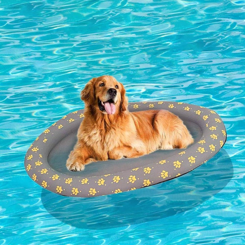 Ginkago Inflatable Pool Float for Adult Dogs and Puppies Pet Soft Dog Float Raft Inflatable Dog Swimming Float Dog Floating Row Bed for Pool and Lake (Grey) - Image 1