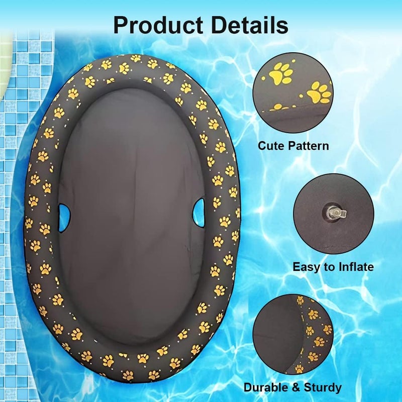 Ginkago Inflatable Pool Float for Adult Dogs and Puppies Pet Soft Dog Float Raft Inflatable Dog Swimming Float Dog Floating Row Bed for Pool and Lake (Grey) - Image 2