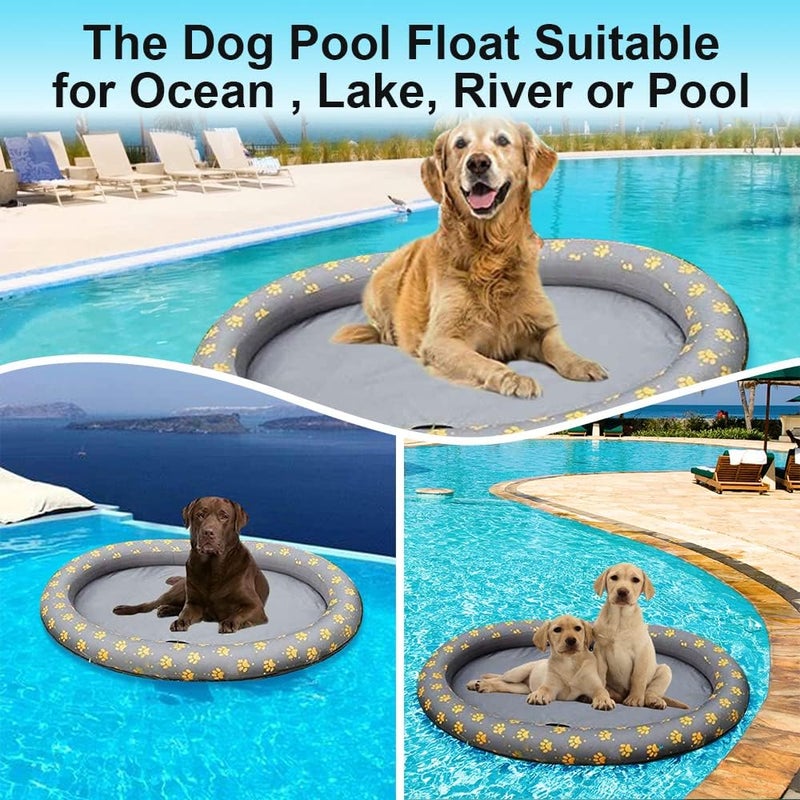 Ginkago Inflatable Pool Float for Adult Dogs and Puppies Pet Soft Dog Float Raft Inflatable Dog Swimming Float Dog Floating Row Bed for Pool and Lake (Grey) - Image 5