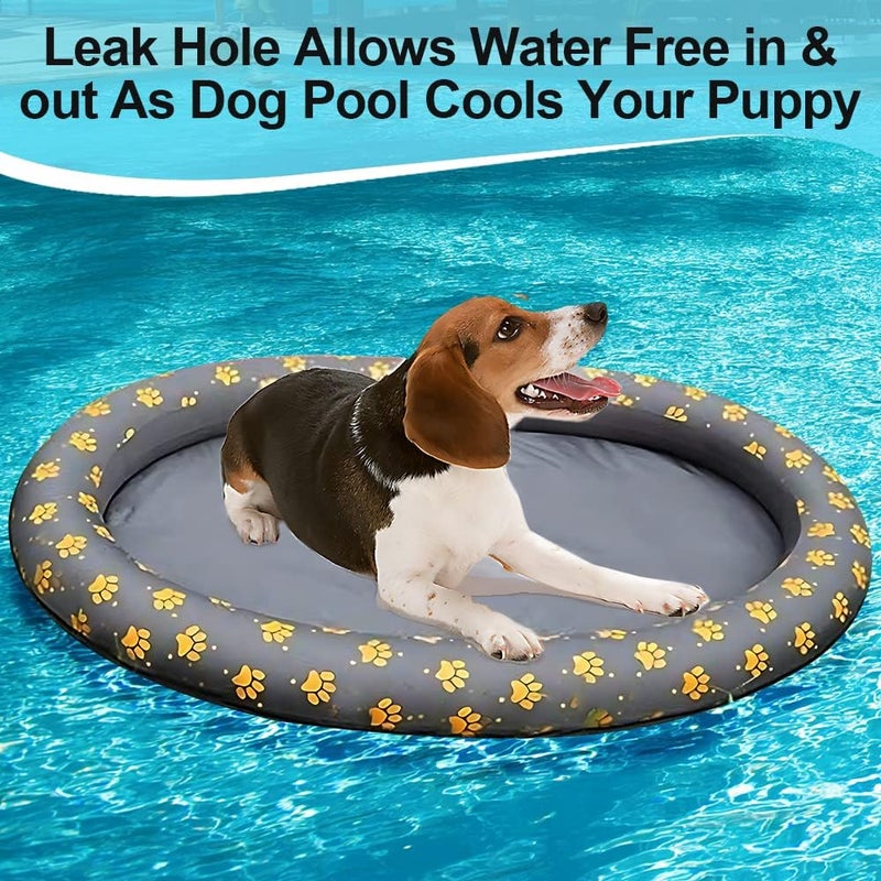 Ginkago Inflatable Pool Float for Adult Dogs and Puppies Pet Soft Dog Float Raft Inflatable Dog Swimming Float Dog Floating Row Bed for Pool and Lake (Grey) - Image 4