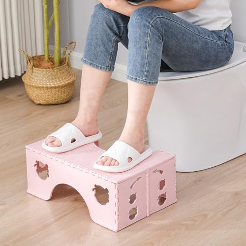 Baithem 7inches Foldable Toilet Stool (Pink), Ergonomic Squatting Aid with Non-Slip Feet for Improved Bowel Movement, A Good Helper to Effective Relief of Constipation, Easy to Storage Toilet Squat Stool - Image 2