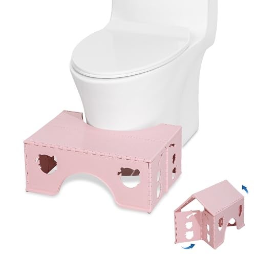 Baithem 7inches Foldable Toilet Stool (Pink), Ergonomic Squatting Aid with Non-Slip Feet for Improved Bowel Movement, A Good Helper to Effective Relief of Constipation, Easy to Storage Toilet Squat Stool - Image 1