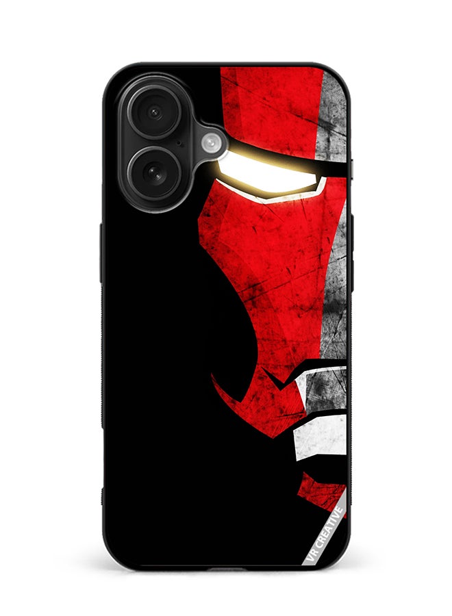 VR CREATIVE Protective Case Cover For Apple iPhone 16 Plus Half Face Iron Man Design Multicolour