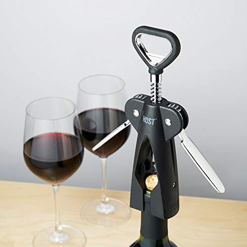 HOST Winged Corkscrew, Non-Stick Worm And Bottle Opener, 2-Blade Foil Cutter - Image 4