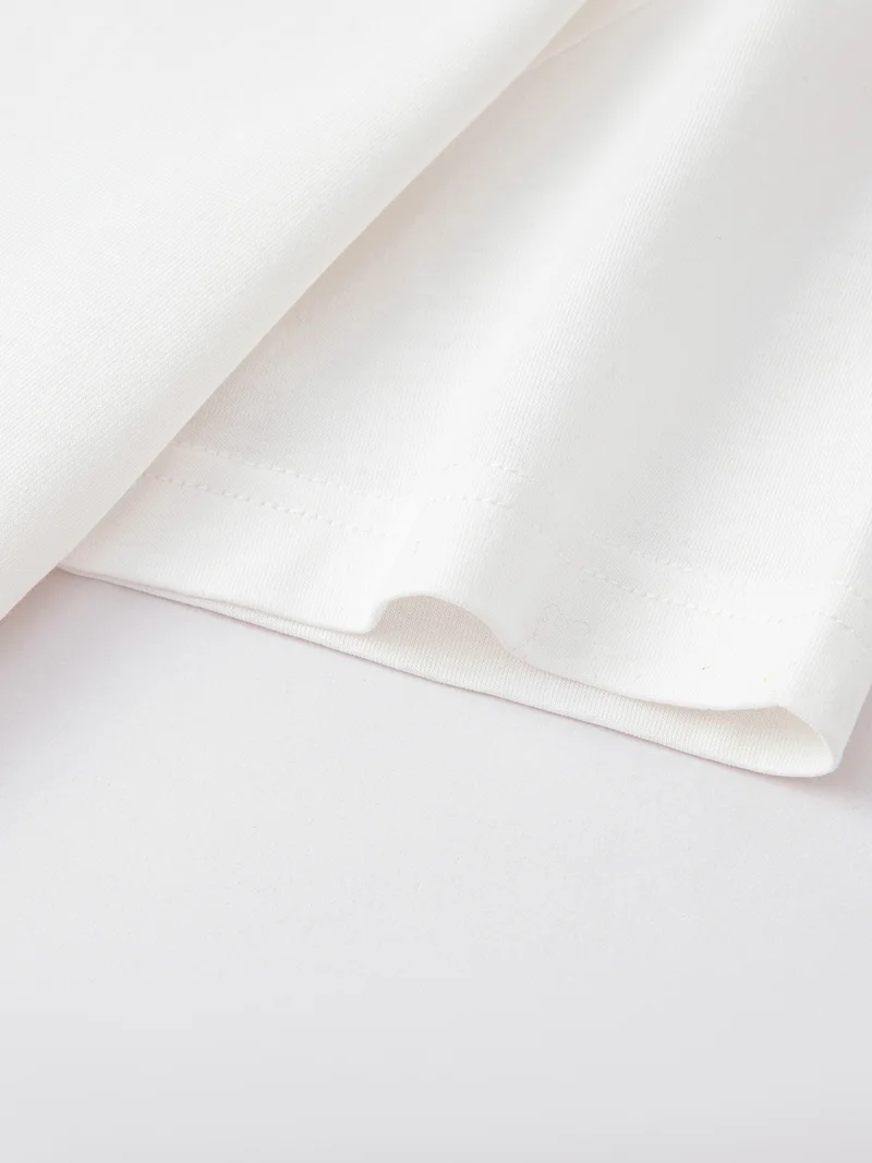 Balabala White Kids Unisex Round v-neck short-sleeved T-shirt  | Best Price UAE