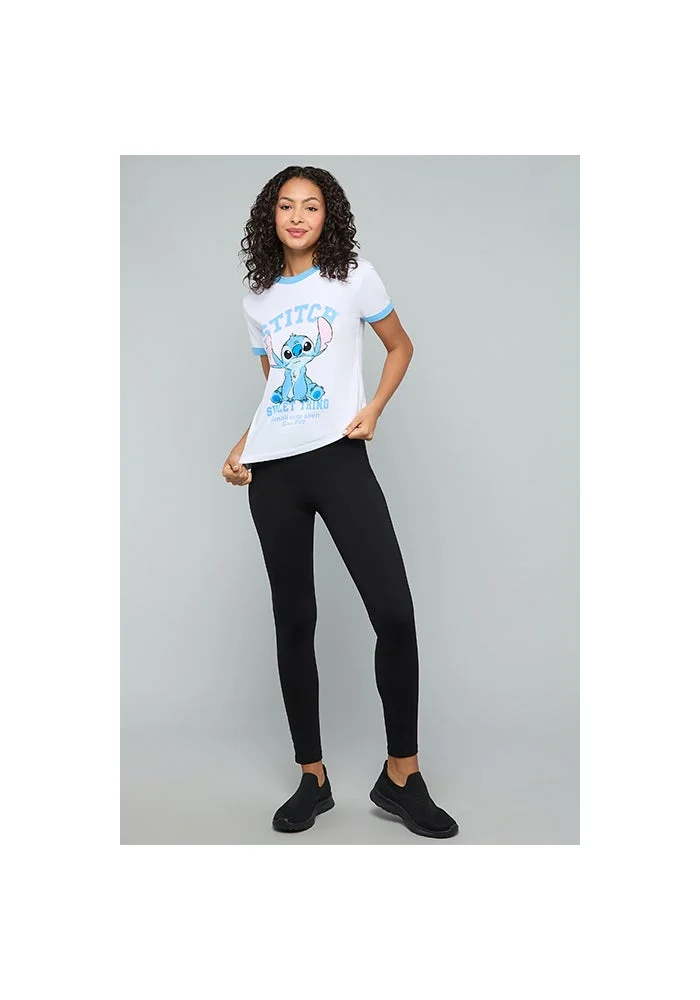 أر أند بي Stitch Print T-Shirt with Crew Neck and Short Sleeves