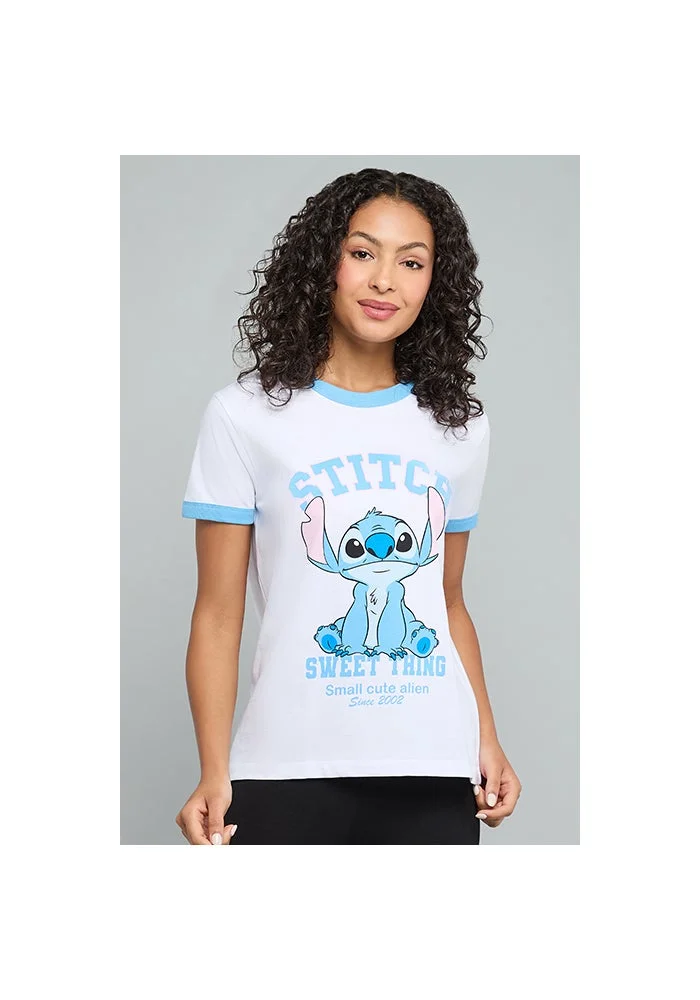 أر أند بي Stitch Print T-Shirt with Crew Neck and Short Sleeves