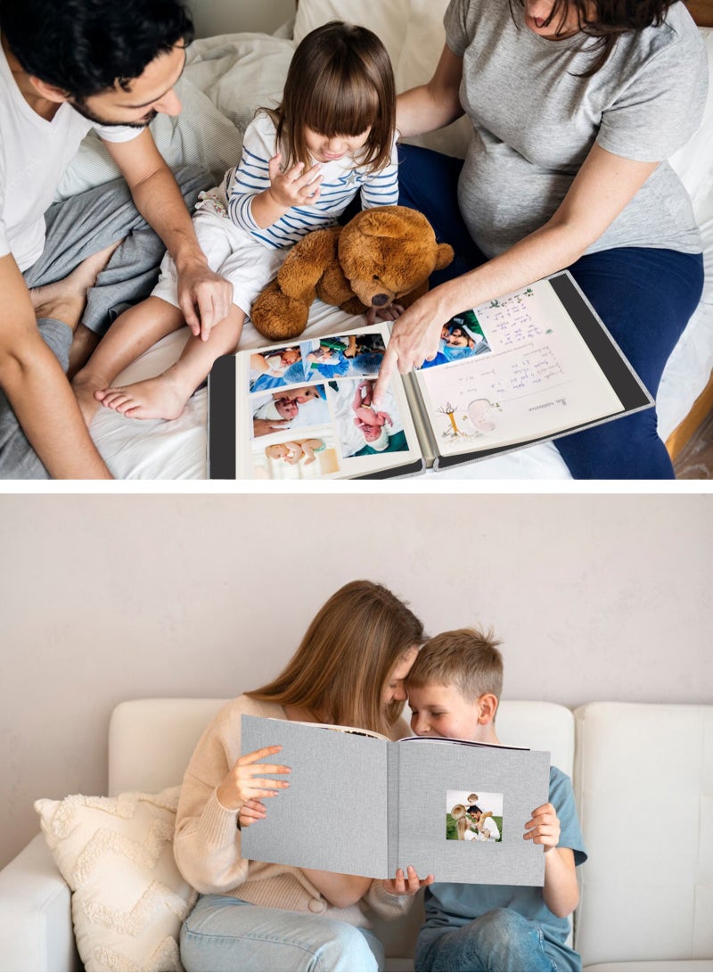 HomarKet Photo Album Self Adhesive Pages Scrapbook Magnetic Photo Albums for 4x6 5x7 8x10 Pictures Sticky Pages Books for Baby Family Wedding 11x10.4 Beige 40 Pages  - Image 3