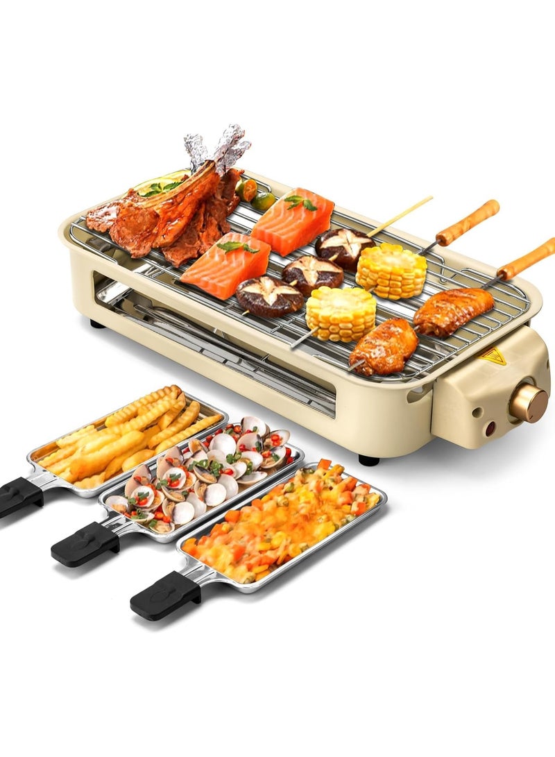 FC22 Indoor Grill Smokeless, Compact Electric Grill Inside House for Kitchen Table,1500W Korean with Non-Stick Griddle Plate, Removable Raclette Cheese Pans, Temperature Control, Dishwasher Safe - Image 1