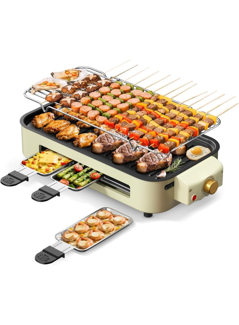 FC22 Indoor Grill Smokeless, Compact Electric Grill Inside House for Kitchen Table,1500W Korean with Non-Stick Griddle Plate, Removable Raclette Cheese Pans, Temperature Control, Dishwasher Safe - Image 3