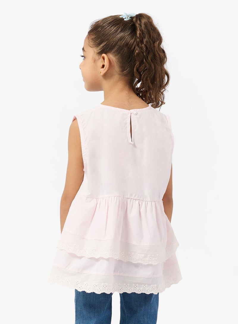 Pinata Pink Tier Lace Detail Top - Image 2